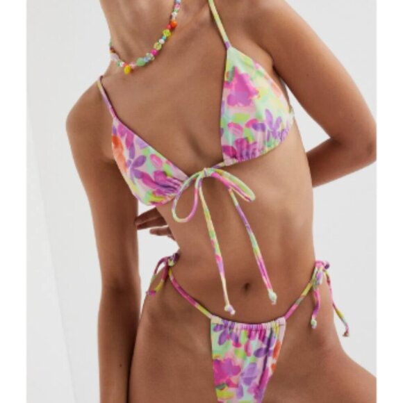 New! For Love And Lemons Colorful Floral Cydney Thong Bikini Bottom 1938 - Picture 10 of 10
